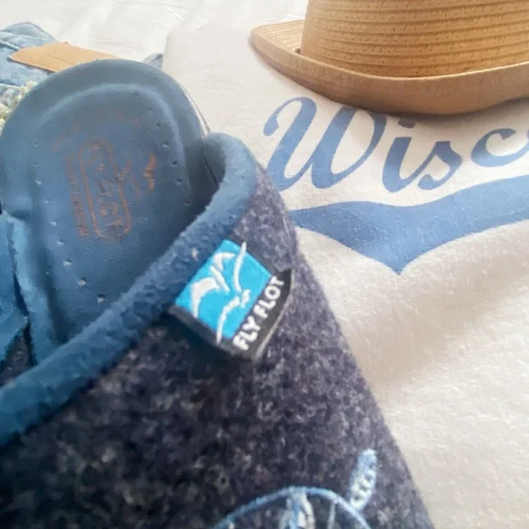 Fly Flot Italian Comfort floral embroidered slip on wool mules - Picture 4 of 14